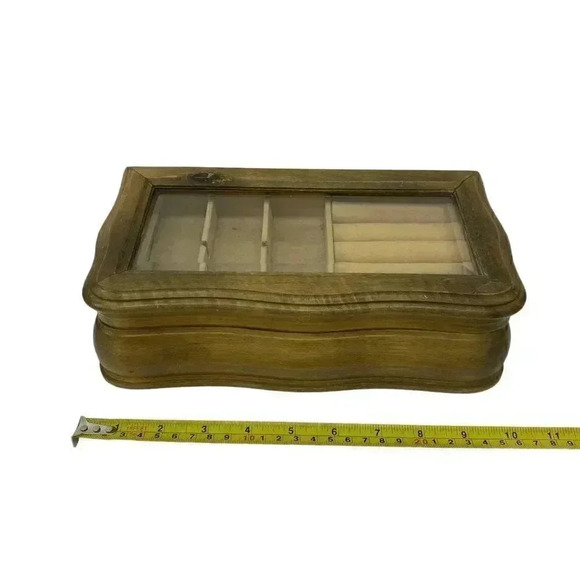 Wooden Earring Jewelry Storage Box Large Organizer Removable Divider Tray - Picture 9 of 11